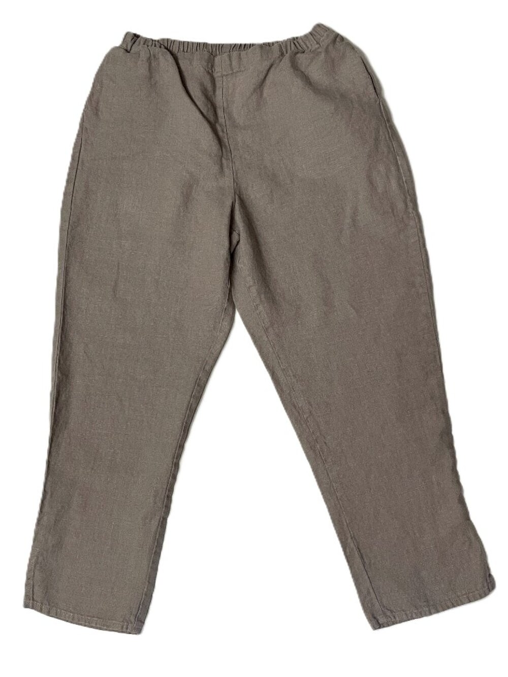 FLAX Pants 100% Linen Sz S (6-10) Elastic Waist Pockets Lagenloook Pull On